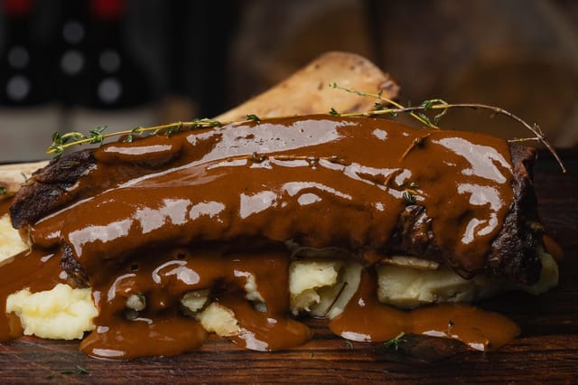 Braised Short Rib with Mole Sauce.
