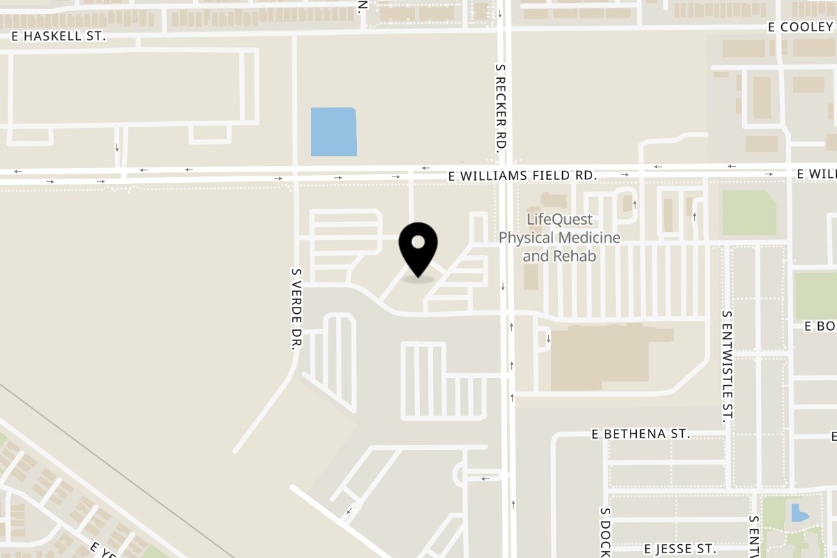 Map showing the location of Origen Gilbert on 2472 S Recker Rd #101 in Gilbert